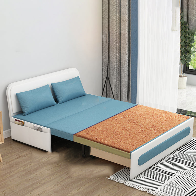 Faux Leather Contemporary Convertible Armless Bed Sofa Couch