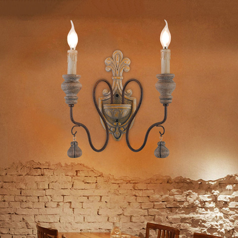 Bedroefd hout gebogen arm wandlamp vintage metaal 1/2 lichten eetkamer sconce licht