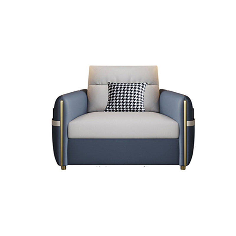 Contemporary Convertible Faux Leather Square Arm Bed Settee with Pillows