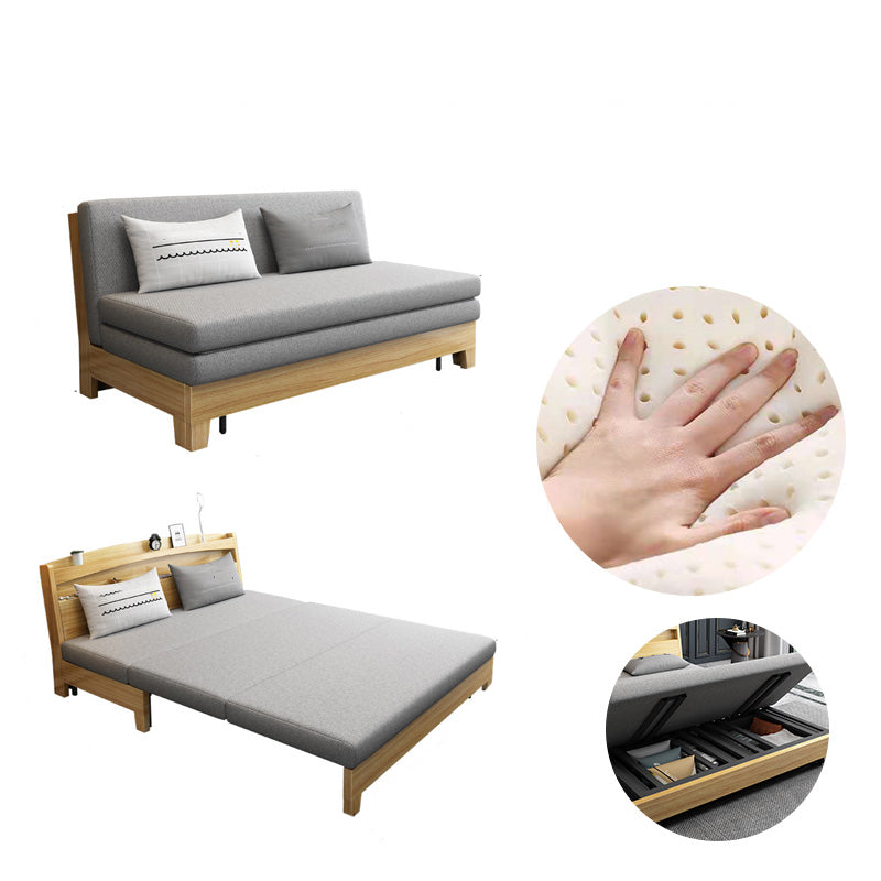 Convertible Faux Leather Contemporary Armless Bed Settee with Pillows
