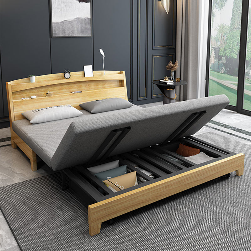 Convertible Faux Leather Contemporary Armless Bed Settee with Pillows