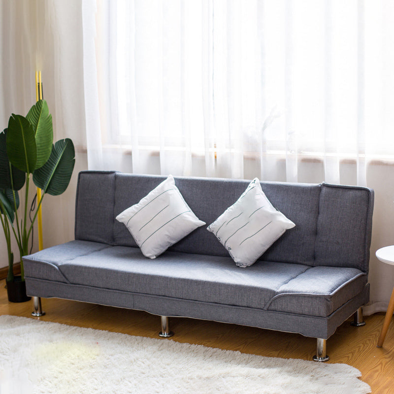 Contemporary Tight Back Armless Living Room Linen Convertible Sofa