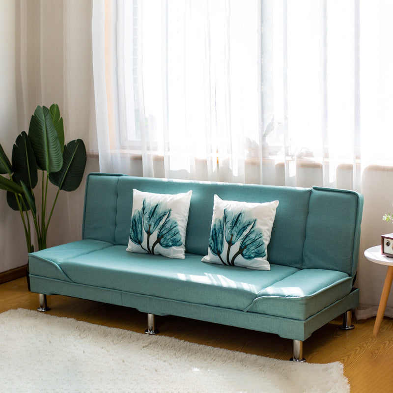 Contemporary Tight Back Armless Living Room Linen Convertible Sofa