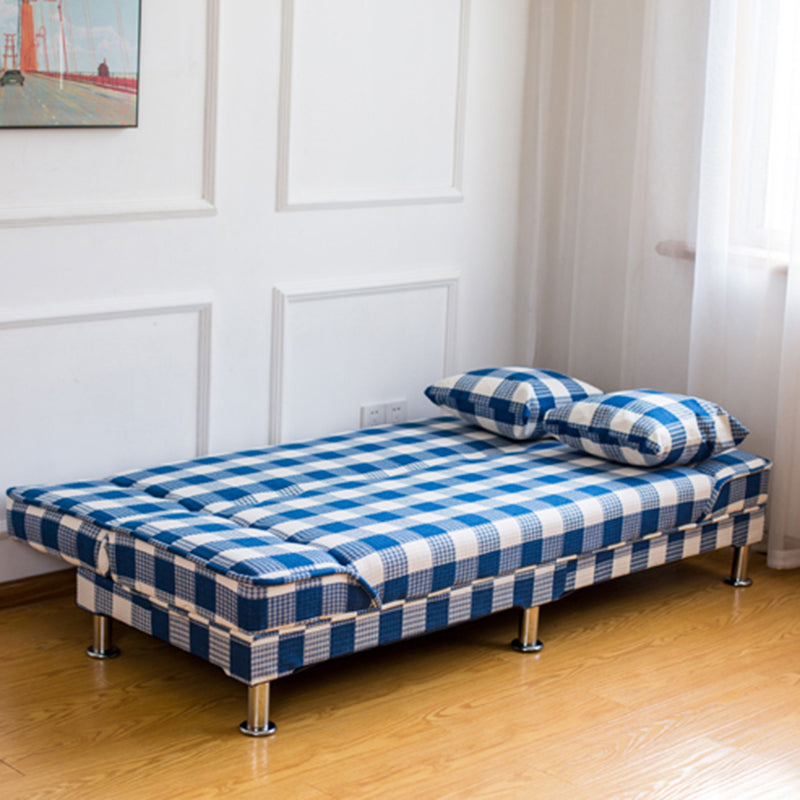 Contemporary Tight Back Armless Living Room Linen Convertible Sofa