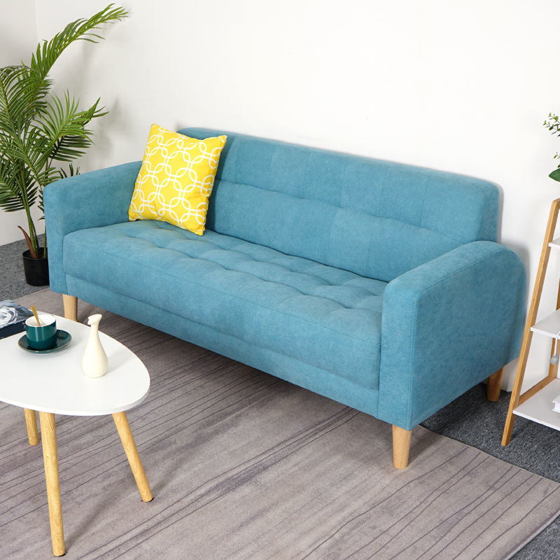 Contemporary Biscuit Back Standard Square Arm Stationary Sofa