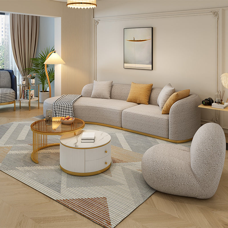 Modern Style Sofa Wind Even Back Armrest Curved Backrest Sponge Cushion Filling Sofa Bed