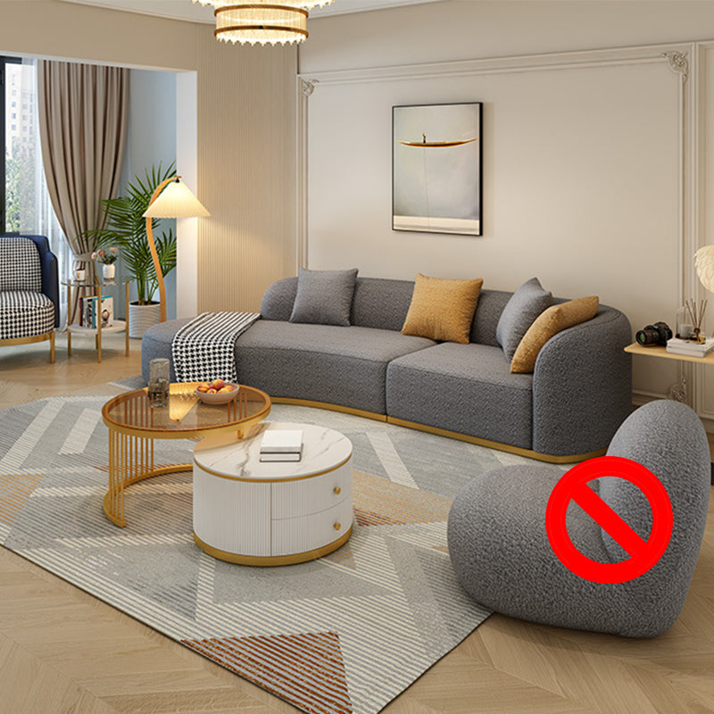 Modern Style Sofa Wind Even Back Armrest Curved Backrest Sponge Cushion Filling Sofa Bed