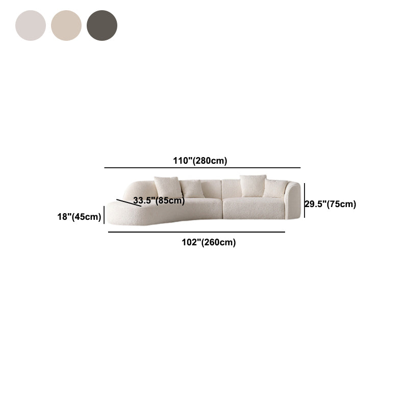 Modern Style Sofa Wind Even Back Armrest Curved Backrest Sponge Cushion Filling Sofa Bed