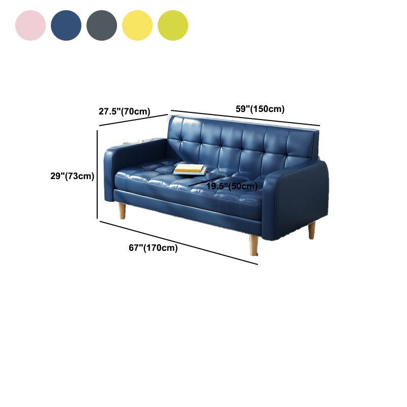 Contemporary Biscuit Back Standard Square Arm Genuine Leather Sofa
