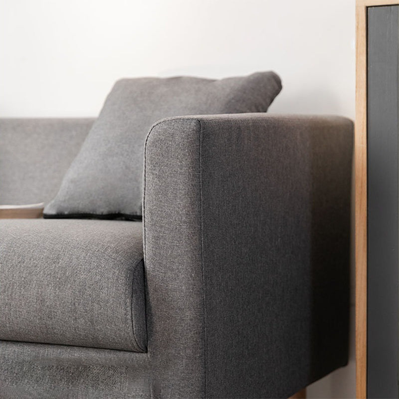 Contemporary Sofa with 3 Pillows Standard Square Arm Stationary Sofa