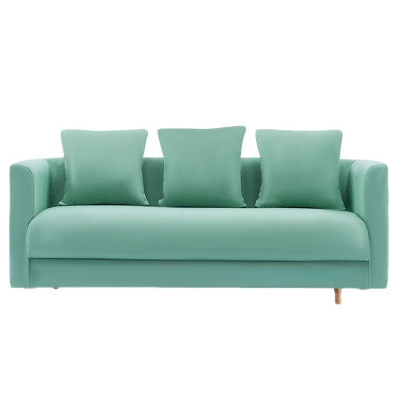 Contemporary Sofa with 3 Pillows Standard Square Arm Stationary Sofa
