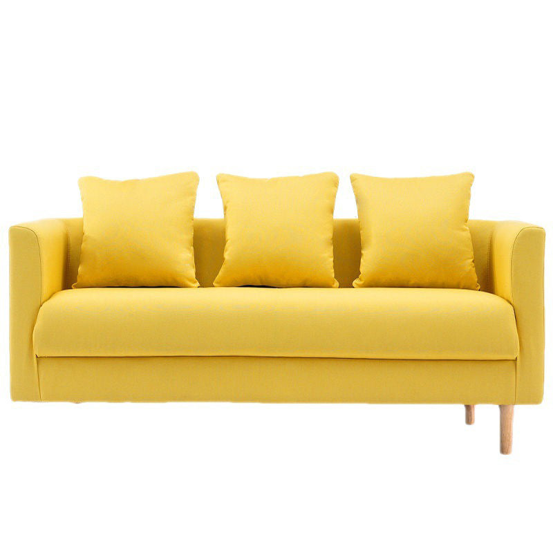 Contemporary Sofa with 3 Pillows Standard Square Arm Stationary Sofa