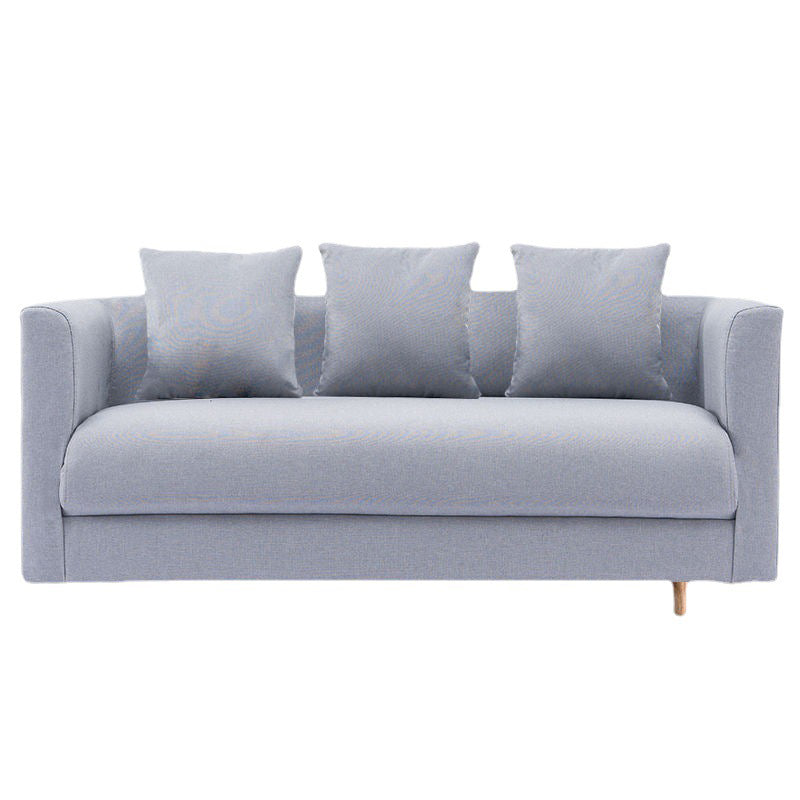 Contemporary Sofa with 3 Pillows Standard Square Arm Stationary Sofa