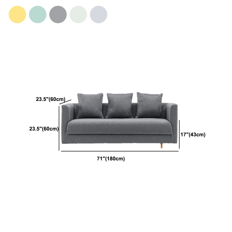 Contemporary Sofa with 3 Pillows Standard Square Arm Stationary Sofa