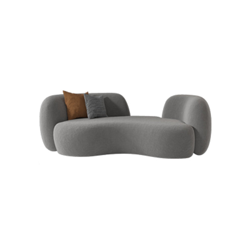 Wool Contemporary Recessed Arm Sofa Curved Sofa for Living Room, Apartment