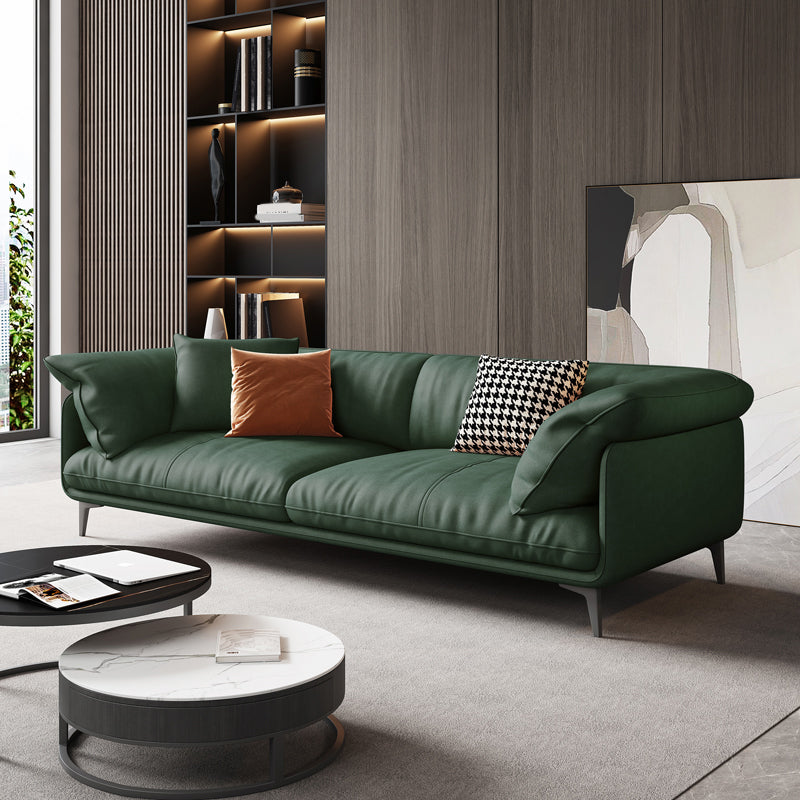 Modern 33.5" H Faux Leather Pillow Top Arm Sofa For Living Room