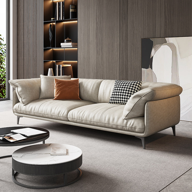 Modern 33.5" H Faux Leather Pillow Top Arm Sofa For Living Room