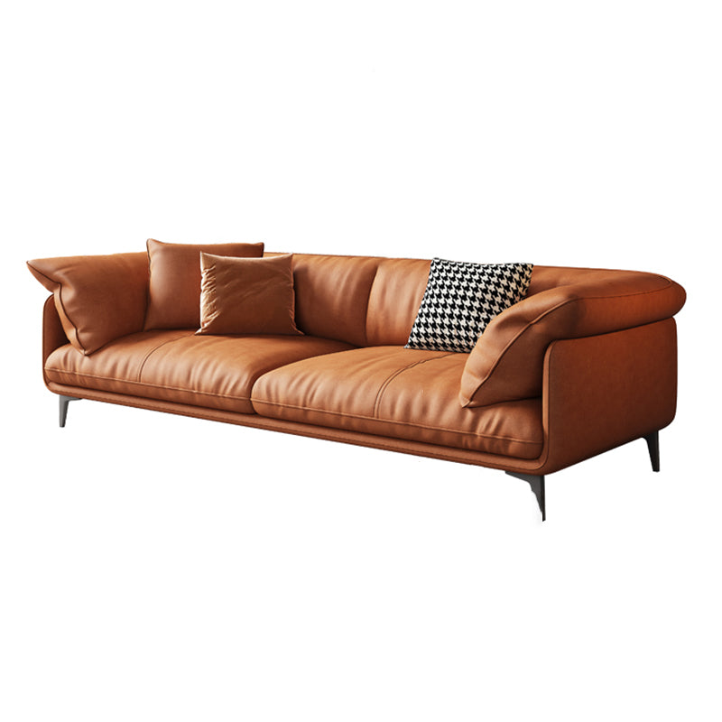 Modern 33.5" H Faux Leather Pillow Top Arm Sofa For Living Room