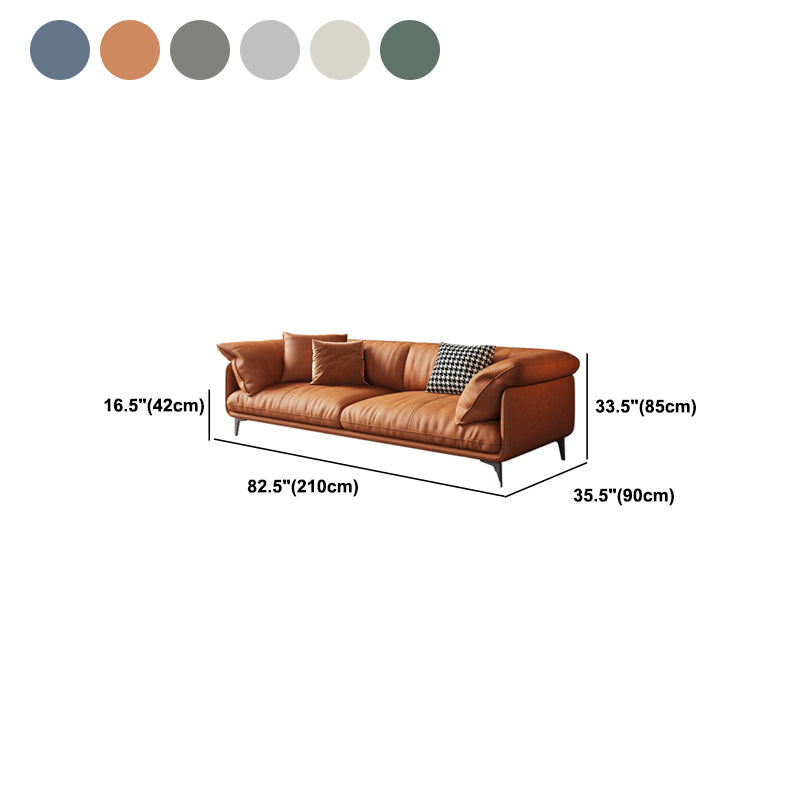 Modern 33.5" H Faux Leather Pillow Top Arm Sofa For Living Room