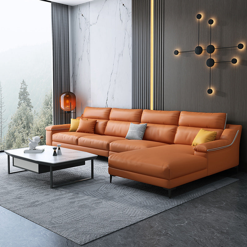 Faux leather Sloped Arms Sectionals,133" * 34" * 38" Sectional Sofa