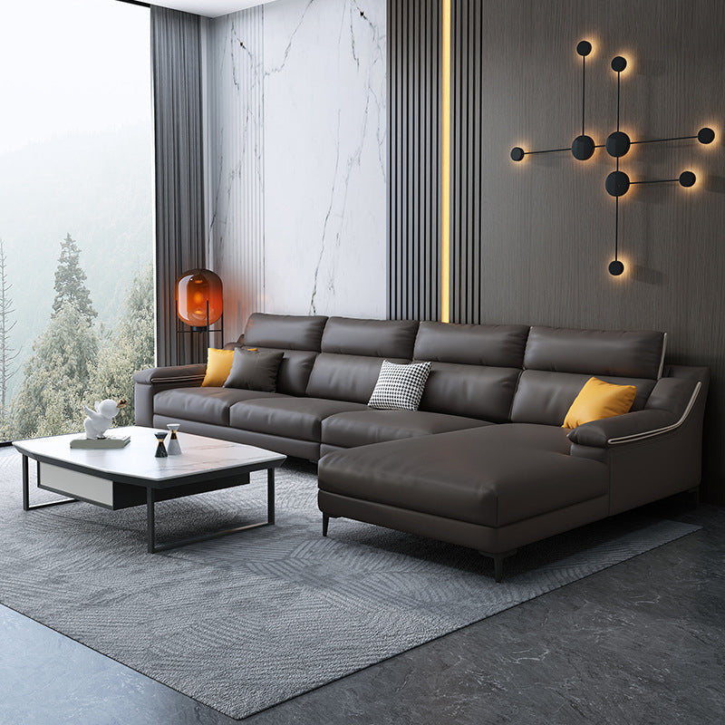 Faux leather Sloped Arms Sectionals,133" * 34" * 38" Sectional Sofa