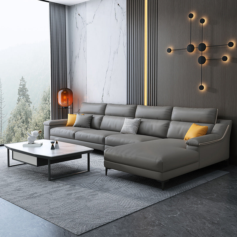 Faux leather Sloped Arms Sectionals,133" * 34" * 38" Sectional Sofa