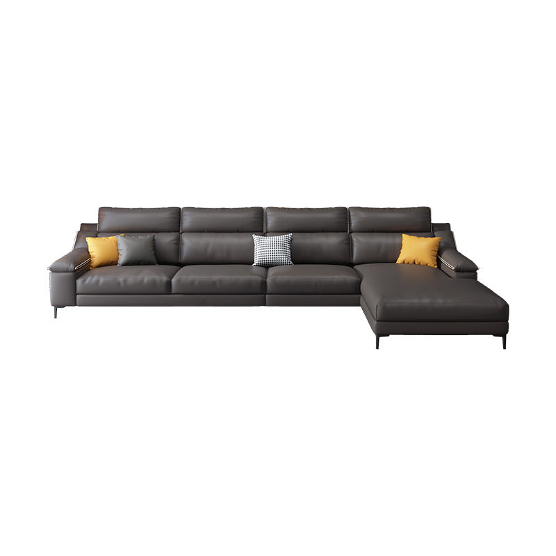 Faux leather Sloped Arms Sectionals,133" * 34" * 38" Sectional Sofa