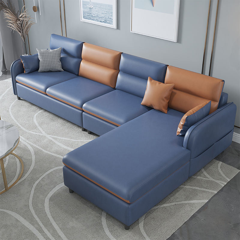 Multicolor Choice Imitation Leather Sofa Bed Embedded Armrest with Pillow Back Sofa