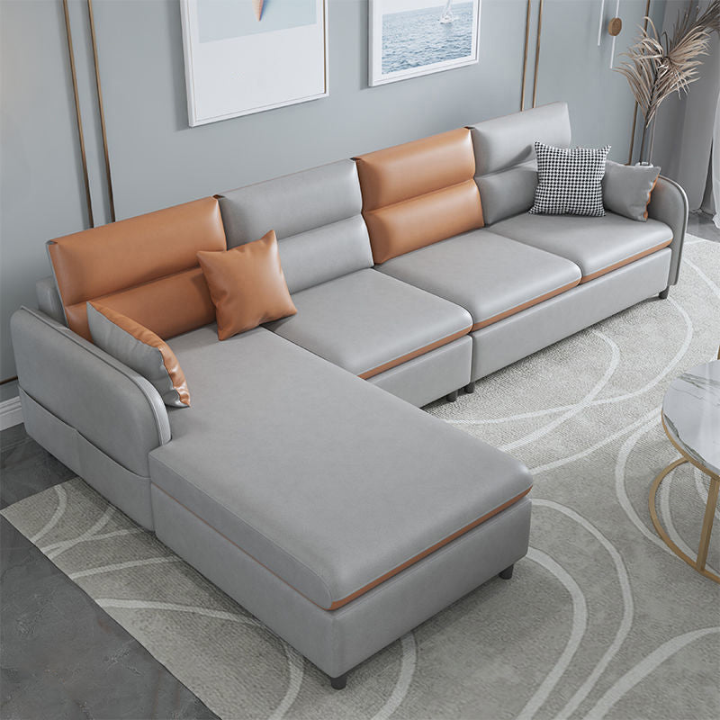 Multicolor Choice Imitation Leather Sofa Bed Embedded Armrest with Pillow Back Sofa