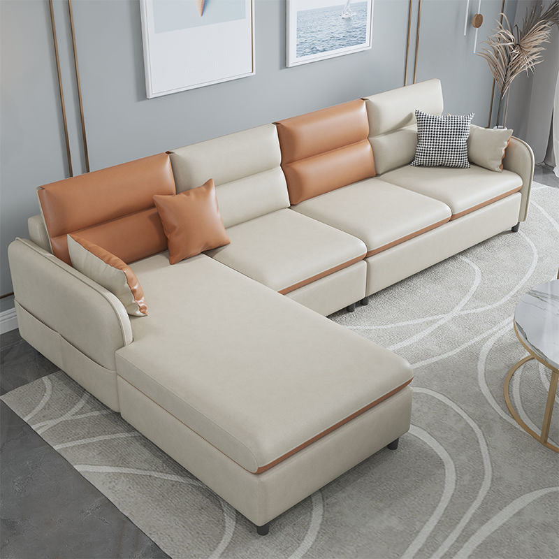 Multicolor Choice Imitation Leather Sofa Bed Embedded Armrest with Pillow Back Sofa