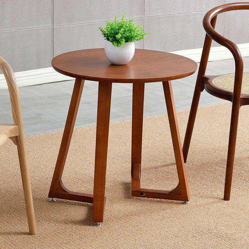 Scandinavian Round Solid Wood Coffee Table 23.6"H Sled Cocktail Table
