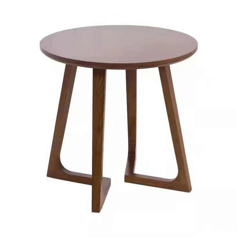 Scandinavian Round Solid Wood Coffee Table 23.6"H Sled Cocktail Table