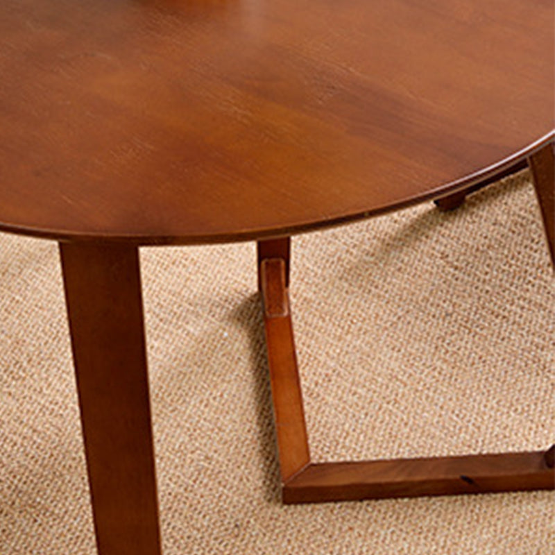 Scandinavian Round Solid Wood Coffee Table 23.6"H Sled Cocktail Table