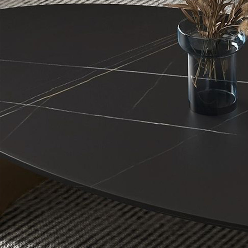 Glam 15.7" H Rectangle Slate Coffee Table Steel 2 Legs Cocktail Table