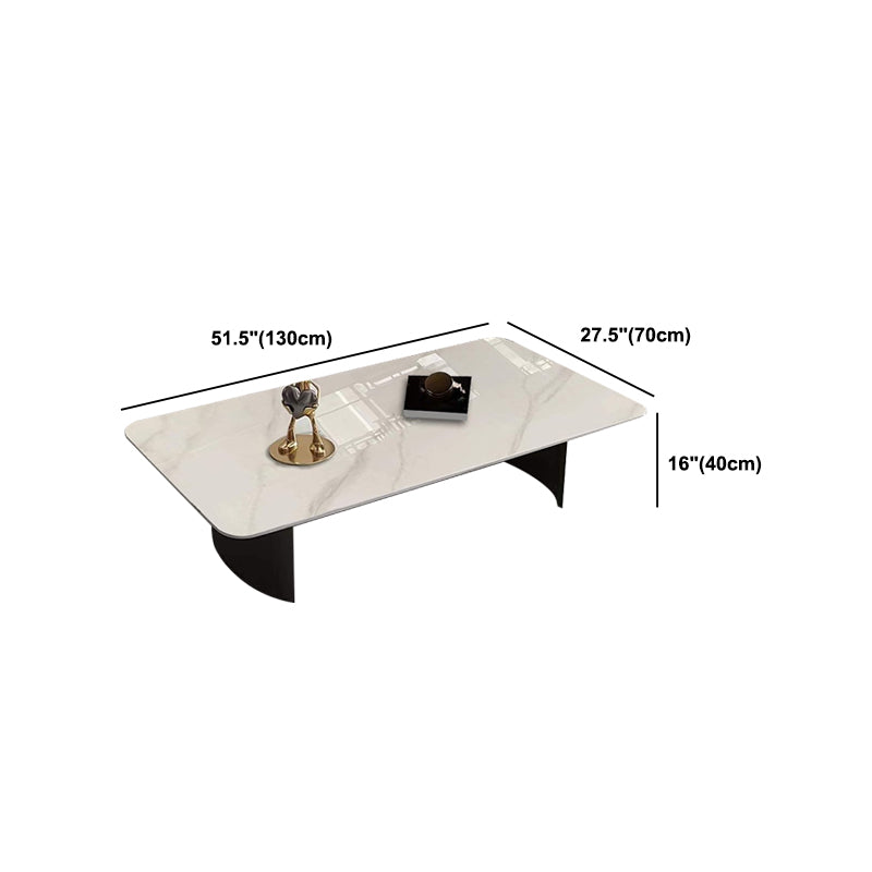 Glam 15.7" H Rectangle Slate Coffee Table Steel 2 Legs Cocktail Table