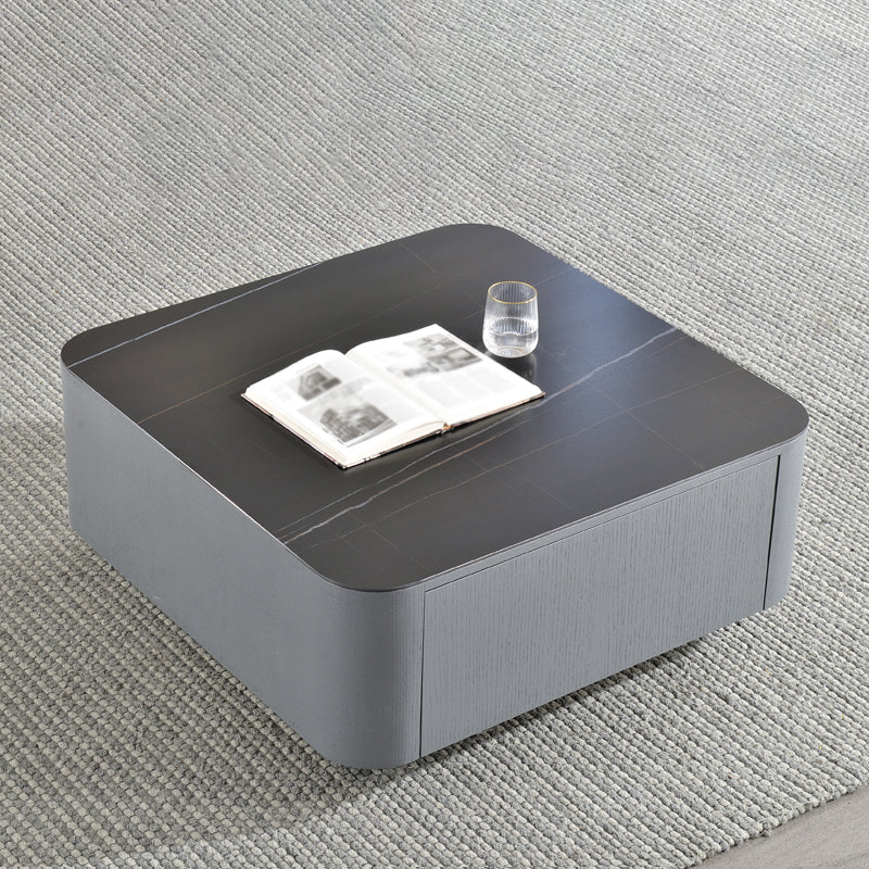 Square Square Block Base Design Slate Plate Table Plate with Drawer Coffee Table