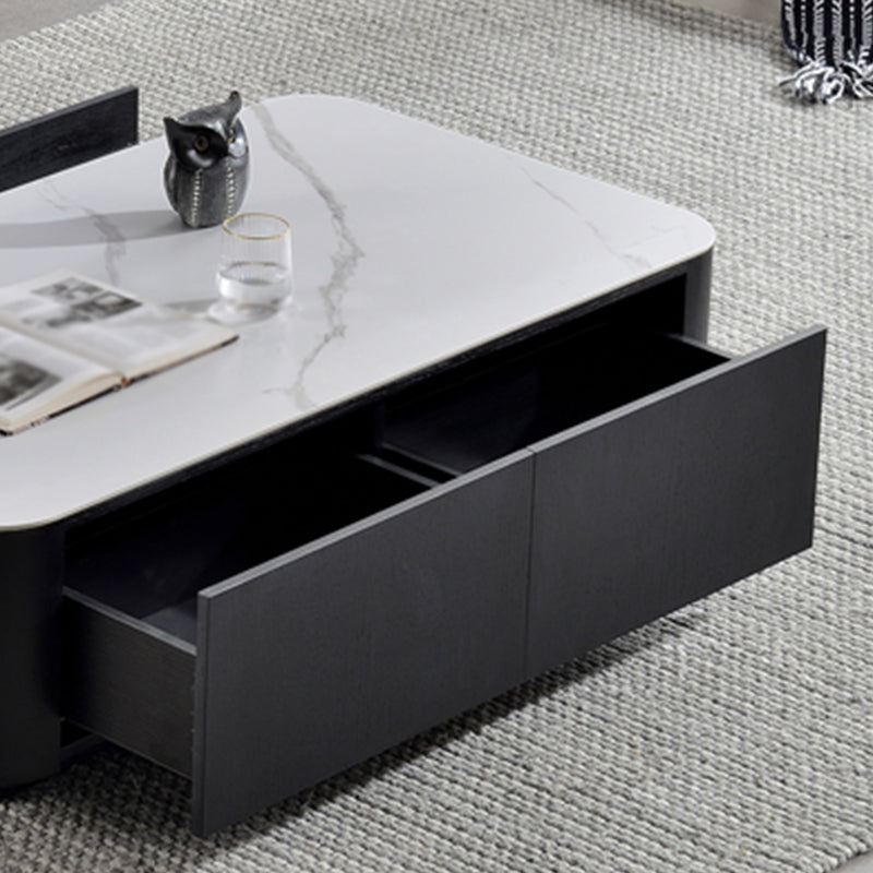 Square Square Block Base Design Slate Plate Table Plate with Drawer Coffee Table