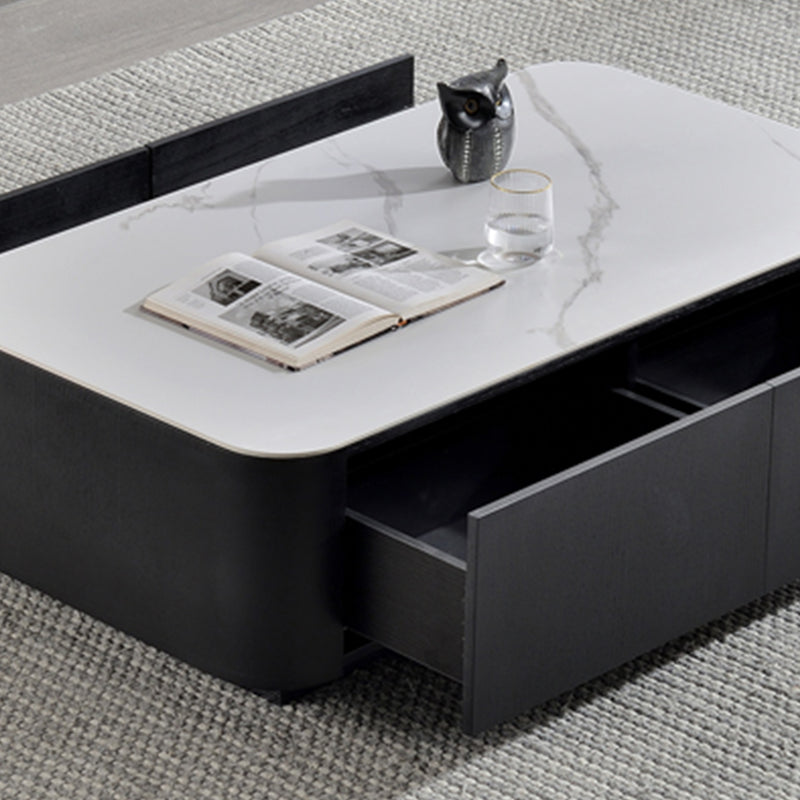 Square Square Block Base Design Slate Plate Table Plate with Drawer Coffee Table