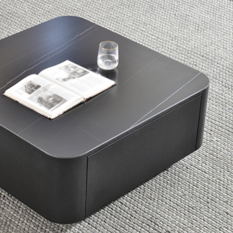 Square Square Block Base Design Slate Plate Table Plate with Drawer Coffee Table