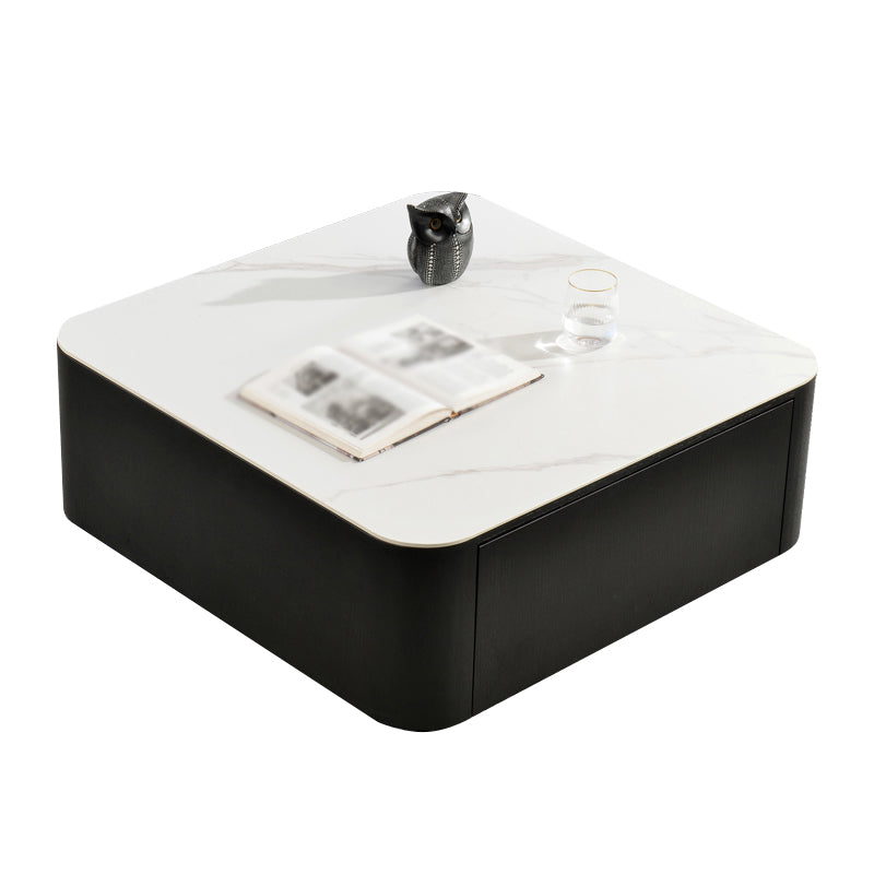 Square Square Block Base Design Slate Plate Table Plate with Drawer Coffee Table