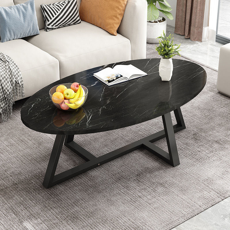 Glass Open Shelf Cocktail Table Oval Minimalist Modern Coffee Table