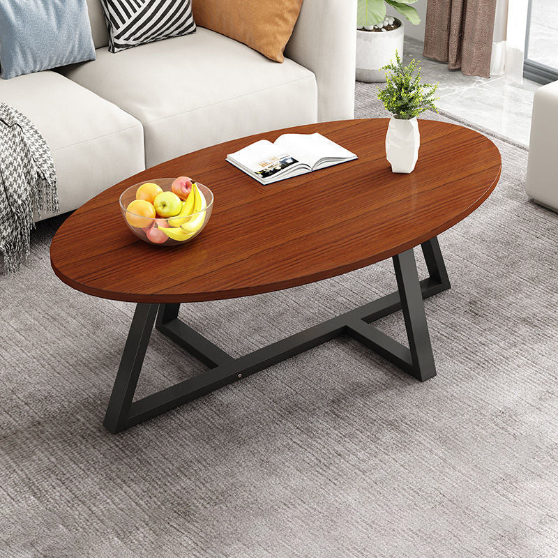 Glass Open Shelf Cocktail Table Oval Minimalist Modern Coffee Table