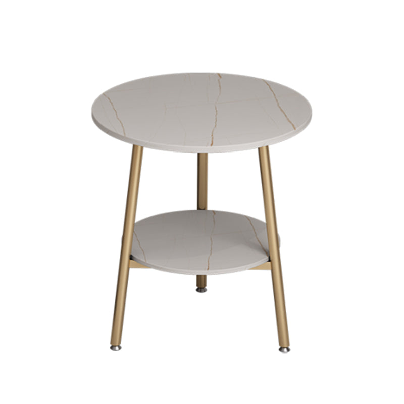 21.6"H X 19.6"W X 19.6"D Round Slate Top Side Table Metal 3 Legs End Table