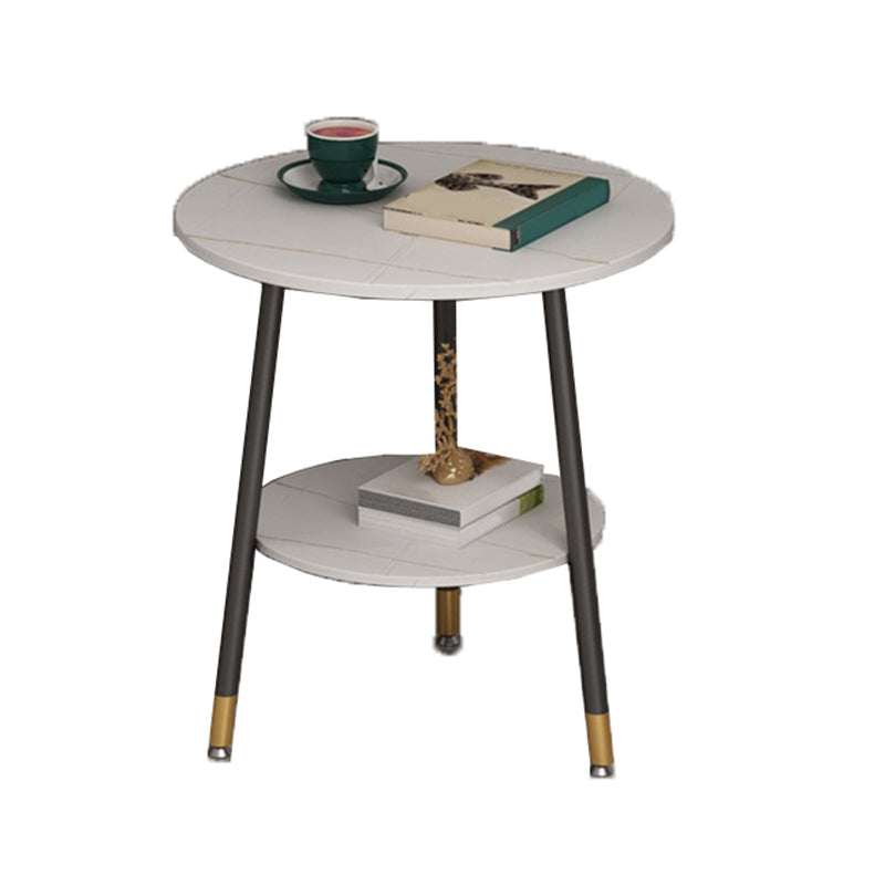 21.6"H X 19.6"W X 19.6"D Round Slate Top Side Table Metal 3 Legs End Table
