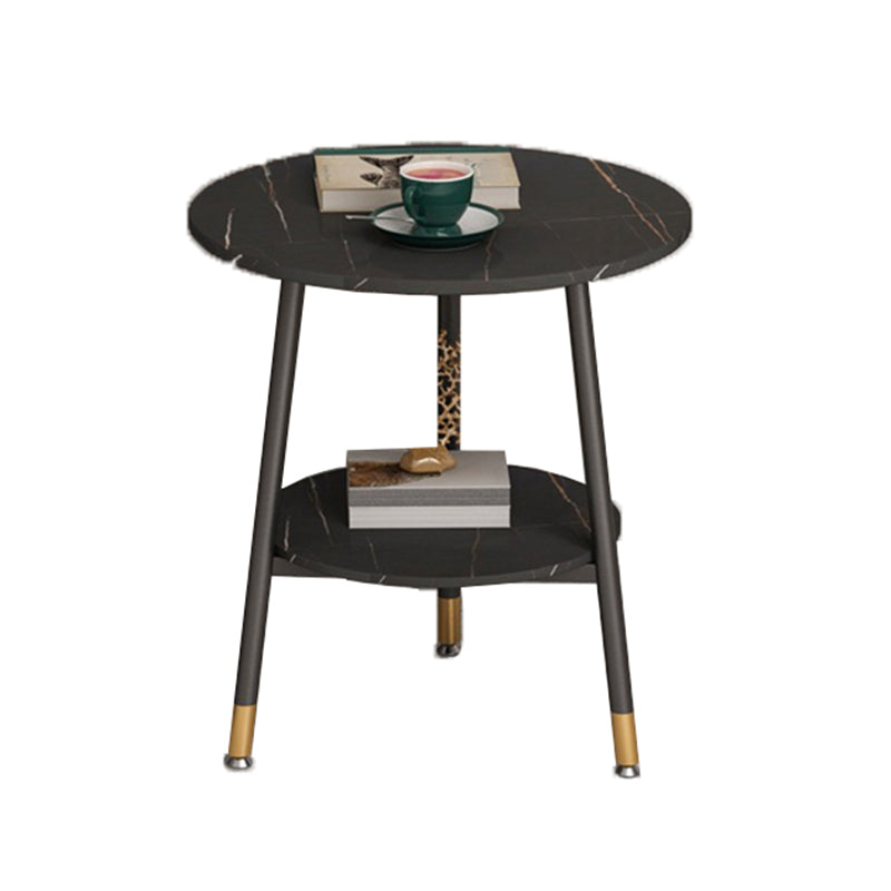 21.6"H X 19.6"W X 19.6"D Round Slate Top Side Table Metal 3 Legs End Table