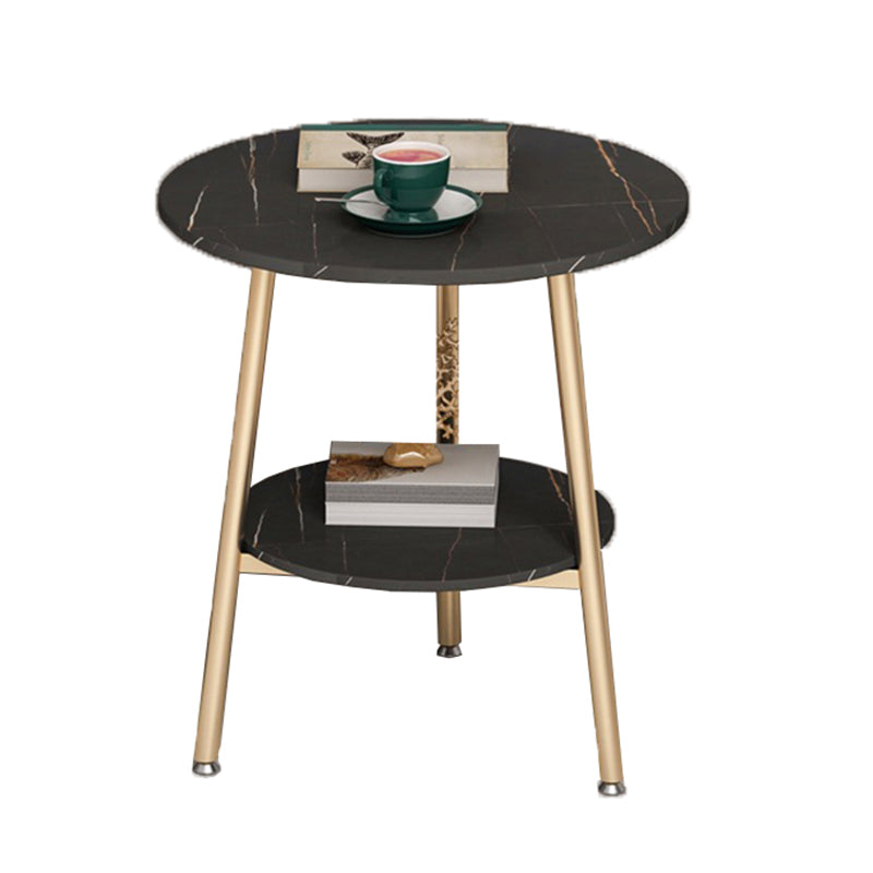 21.6"H X 19.6"W X 19.6"D Round Slate Top Side Table Metal 3 Legs End Table