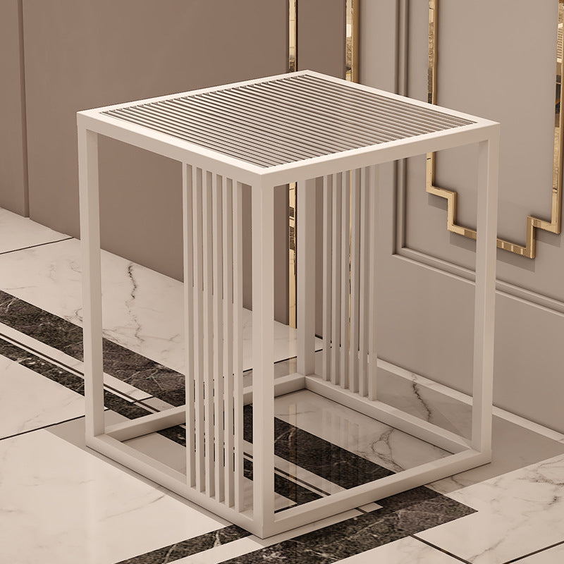 23.6" Tall Modern Square Glass Top Side Table Metal Frame End Table
