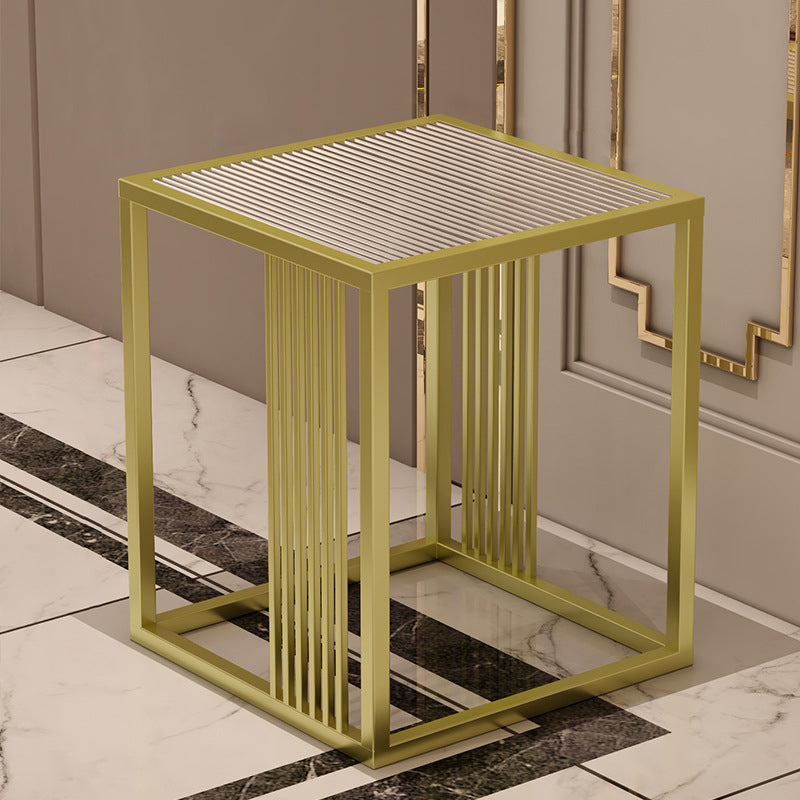 23.6" Tall Modern Square Glass Top Side Table Metal Frame End Table