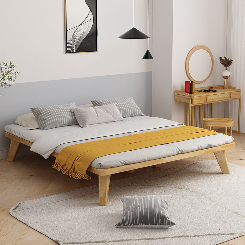 Scandinavian Solid Wood Platform Bed 13.39" High Natural Bed Frame Set