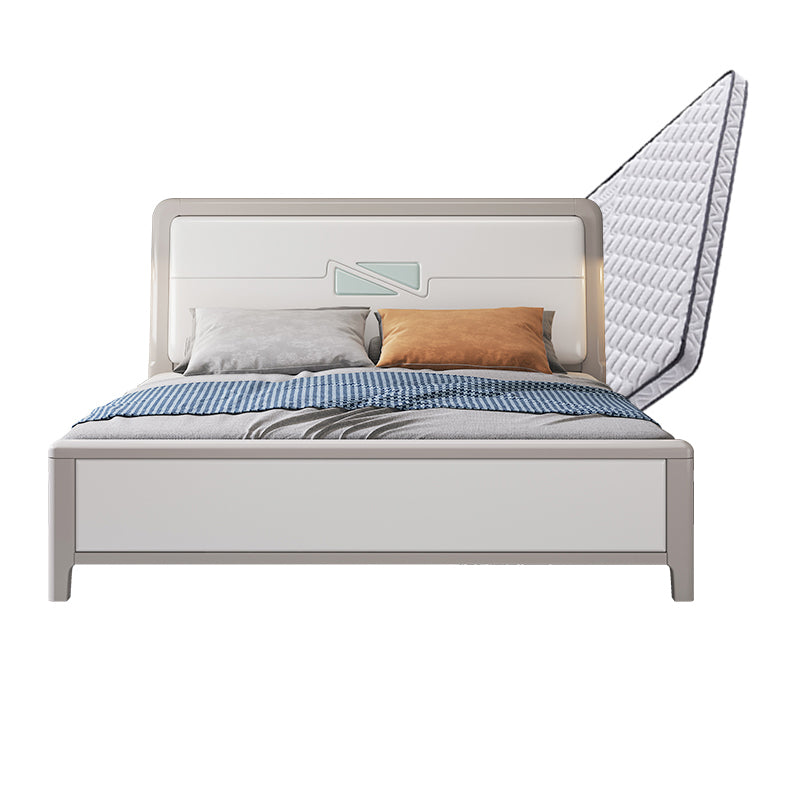 Contemporary Wood Standard Bed with Rectangular Panel Headboard
